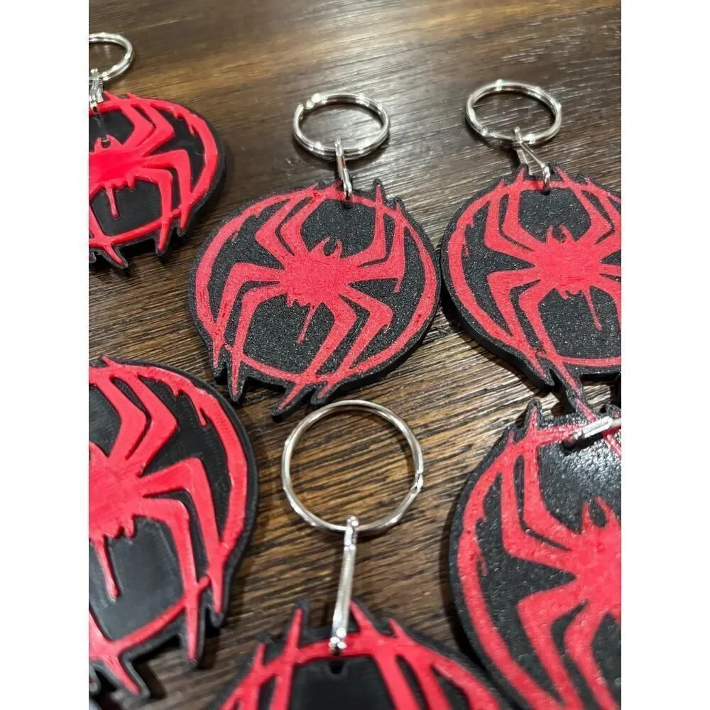 Miles Morales Spiderman Symbol Keychain Pack Dual-Color Raised Design (10 Pack)